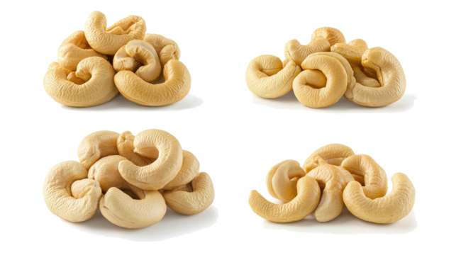 Heaps of Raw Cashew Nuts on a Transparent Background Generative AI