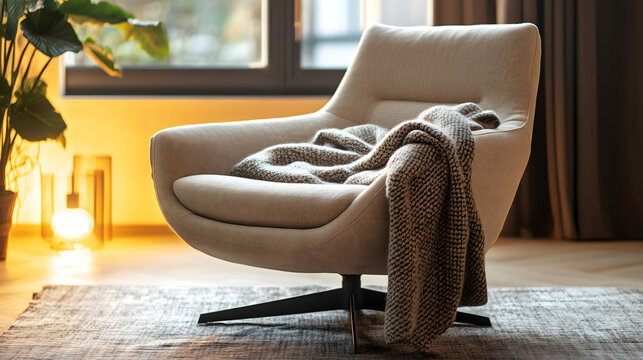 modern living room with armchair