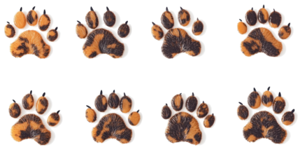 Cat and Dog Paw Prints on Transparent Background Generative AI