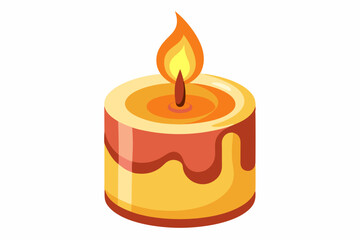 Wax candle isolated on white background vector illustration