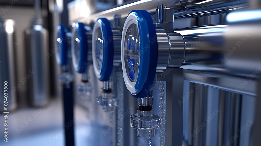 Aufkleber a reverse osmosis unit filtering water, highlighting the advanced filtration system and water recycl