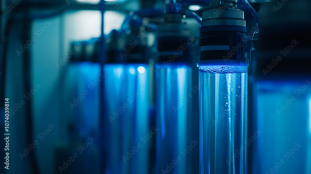 Aufkleber A reverse osmosis unit filtering water, highlighting the advanced filtration system and water recycling process