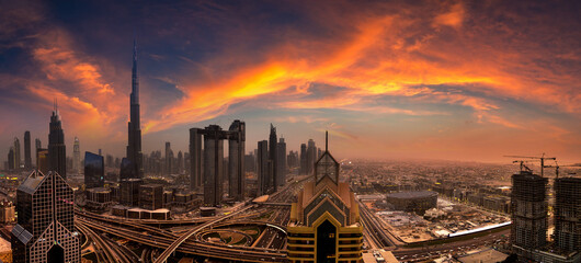 Aerial view of downtown Dubai