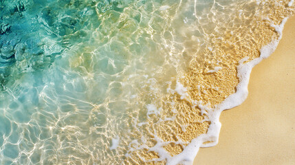 Naklejka premium A top view of the edge of an outdoor swimming pool, focusing on its shimmering turquoise water and white edges