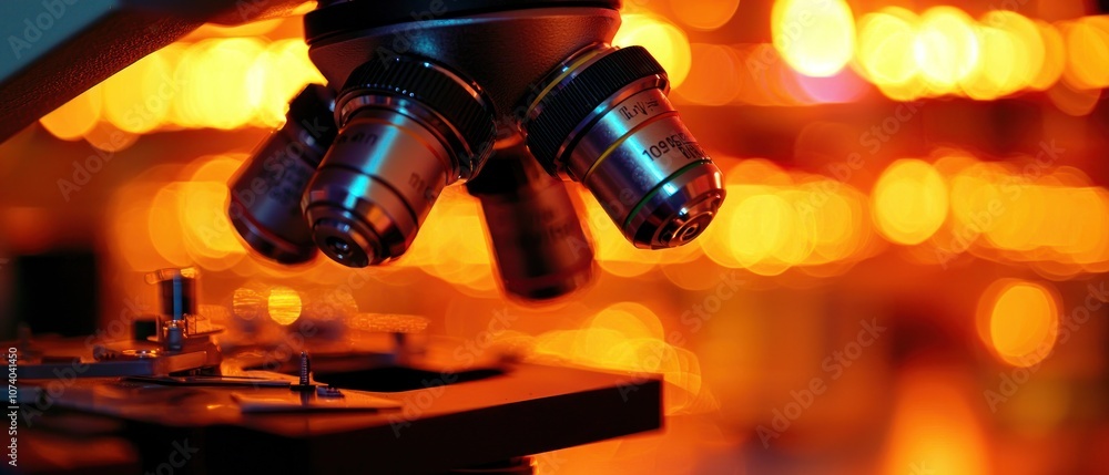 Poster Microscope Lenses with Bokeh Background