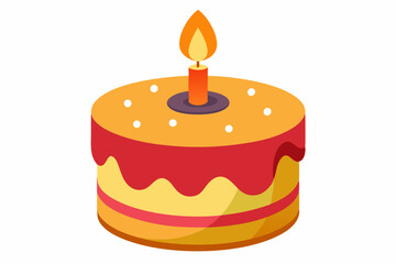  Burning birthday candle cake isolated on a white background vector illustration