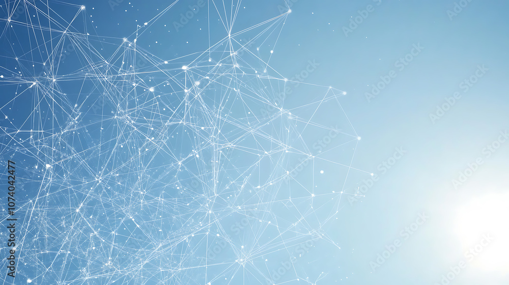 Aufkleber Abstract technology background with digital network and global connection, white on blue sky color