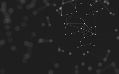 Abstract background. Molecules technology with polygonal shapes, connecting dots and lines. Connection structure. Big data visualization.