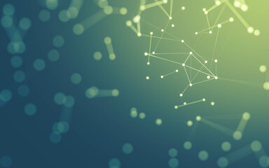 Abstract background. Molecules technology with polygonal shapes, connecting dots and lines. Connection structure. Big data visualization.