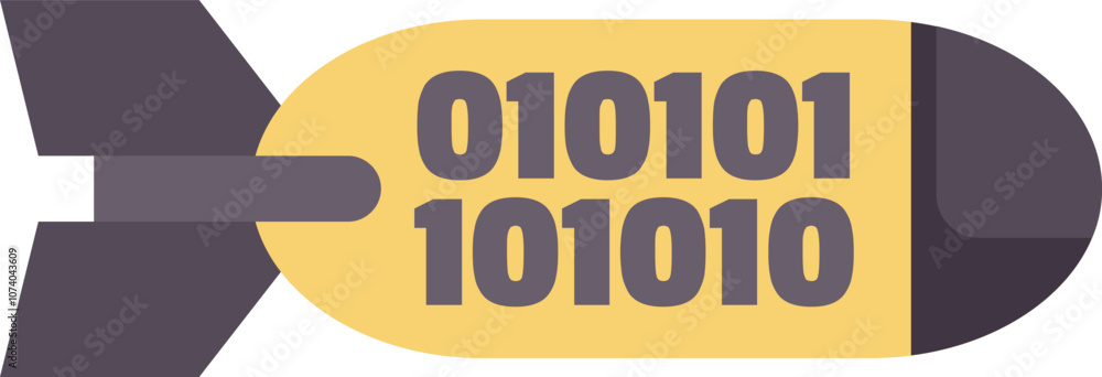 Poster binary code bomb is representing the concept of cyber attack and malware threat