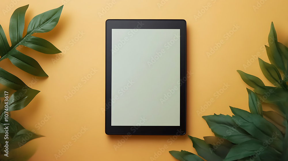 Leinwandbilder top view of an electronic reader mockup placed on a flat surface, perfect for showcasing digital rea