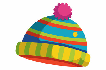 Cap  Colorful hat for winter time isolated on white vector illustration