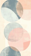 Abstract Geometric Shapes with Soft Pastel Hues and Textured Background