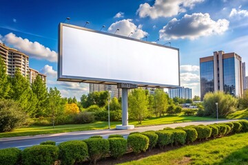 Obraz premium Blank Billboard for Outdoor Advertising in Urban Setting, Isolated on White Background, Ideal for Promotion and Marketing Campaigns, Versatile Large Format Display for Ads