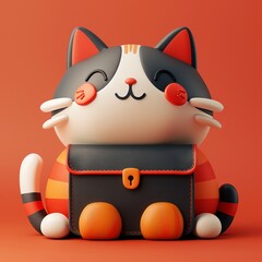 Adorable plush cat figurine with vibrant colors and a cute expression, perfect for kids' toys or decoration.