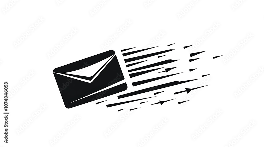 Aufkleber A black and white vector icon of an envelope separating it from another letter on a white background, representing mail delivery speed