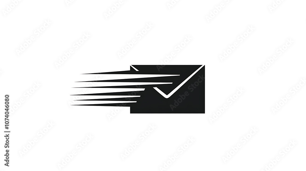 Poster a black and white vector icon of an envelope separating it from another letter on a white background