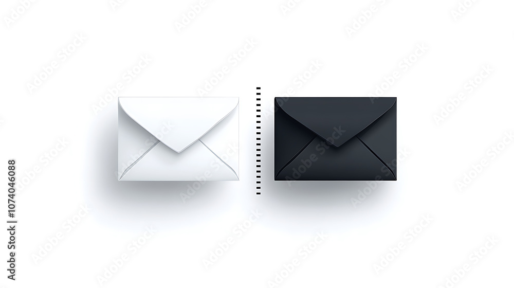 Leinwandbilder a black and white vector icon of an envelope separating it from another letter on a white background