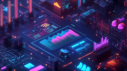 Fototapeta premium Detailed electricity grid diagrams showcasing cost analytics with vibrant graphics and charts, highlighting energy consumption, efficiency, and financial metrics
