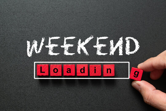 Chalkboard with a concept of weekend loading bar