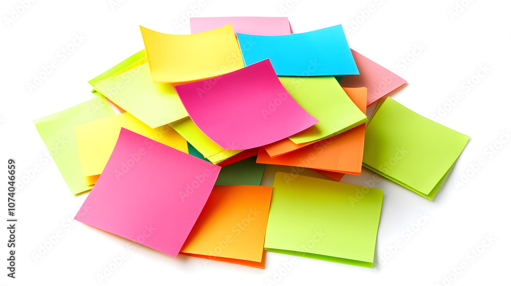 Poster a collection of to-do lists on bright post-it notes
