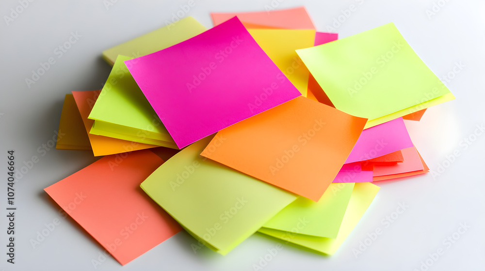 Poster a collection of to-do lists on bright post-it notes