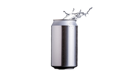 Water splashing from soda can on transparent background