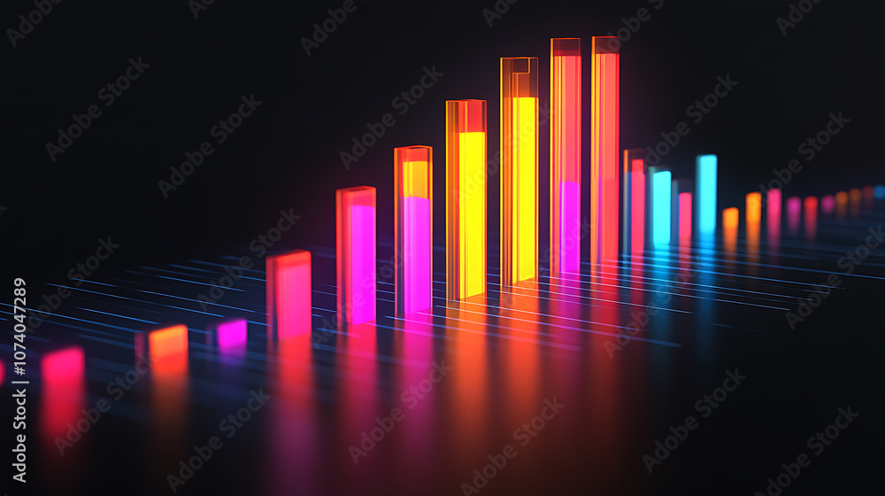 Fototapete A dynamic bar graph illustrating the upward trend in electricity consumption and power usage over time, highlighting the increasing demand for energy resources