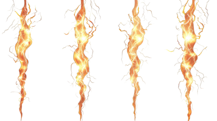 Bright Comic Lightning Effects on Transparent Background Generative AI