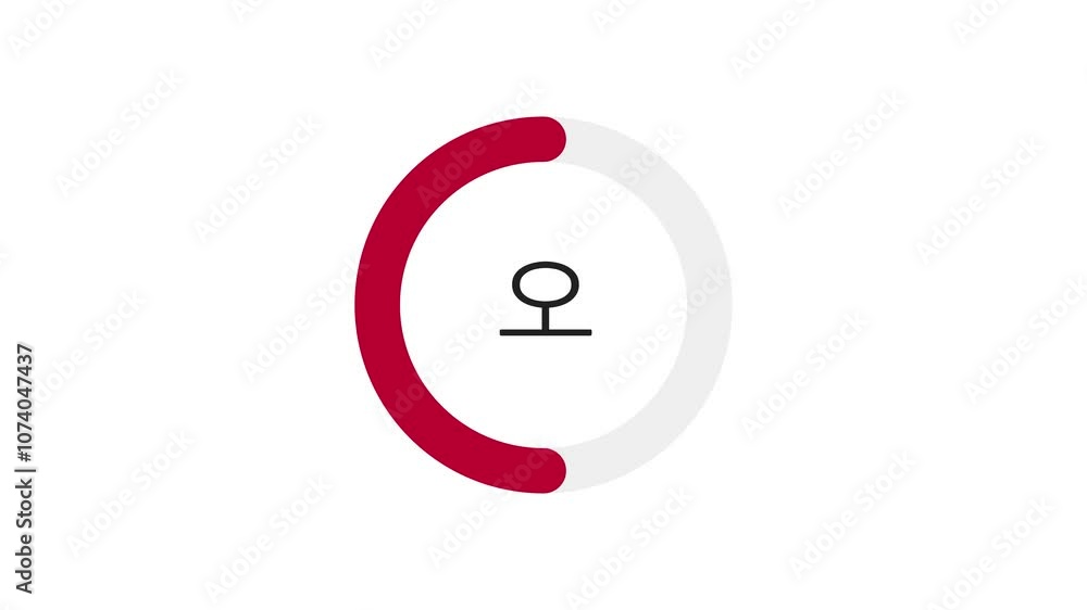 Fototapete 10-second hangul countdown with red progress ring on white background. progress ring decreases as se