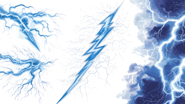 Comic-Style Lightning Effects on Clear Background Generative AI