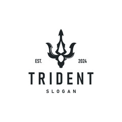 Neptune Poseidon Trident Logo, Spear Simple Vintage Template Design
