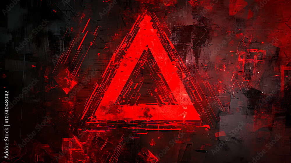Aufkleber a red exclamation mark on a digital screen background an abstract concept of security and cyber atta