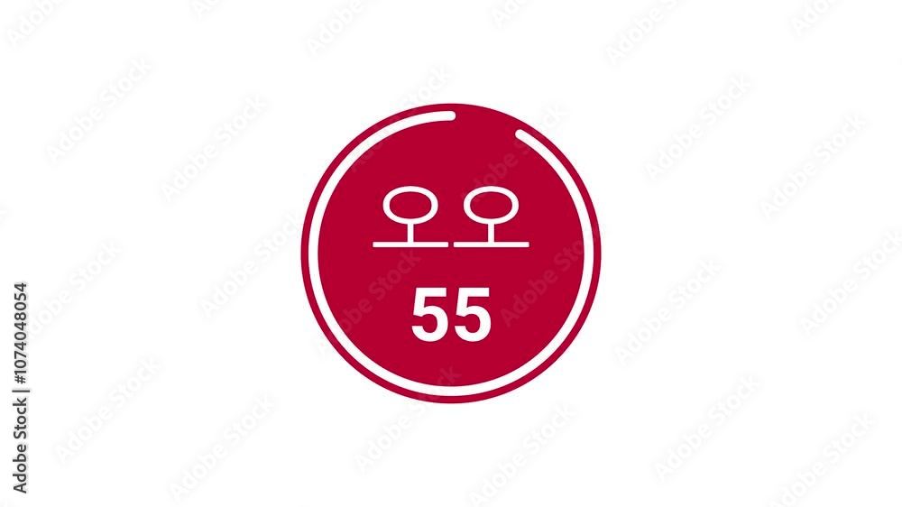 Poster 60-second (1 minute) red countdown timer displaying hangul and western arabic on white background. s