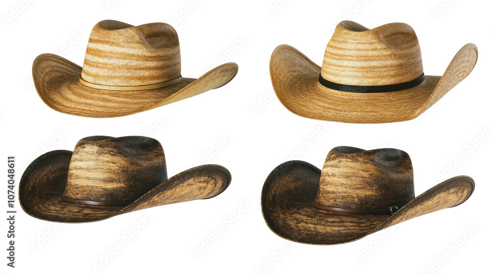 Poster cowboy hats on transparent background for viewing generative ai