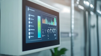 Modern display showing data analysis for HVAC efficiency monitoring, highlighting energy cost calculations