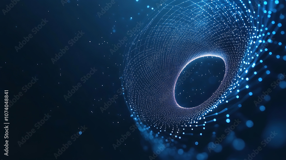 Poster abstract network connections with glowing nodes and lines on dark blue digital background futuristic