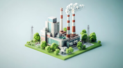Modern power plant generating electricity with sustainable green strategies to reduce CO2 emissions, Clean energy initiatives and renewable resources for a greener future