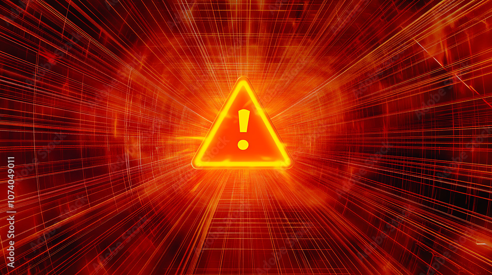 Poster Dynamic red tech background with digital waves artificial neural network connections abstract illustration