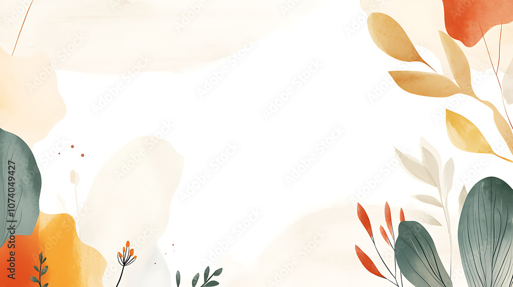 Leinwandbilder autumn-themed rectangular frame border illustration with a white background, a simple and clean desi