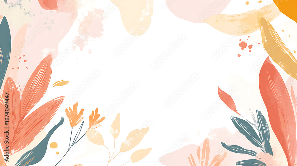 Leinwandbilder autumn-themed rectangular frame border illustration with a white background, a simple and clean desi