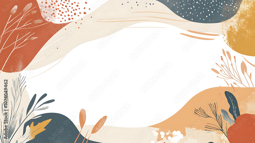 Leinwandbilder autumn-themed rectangular frame border illustration with a white background, a simple and clean desi