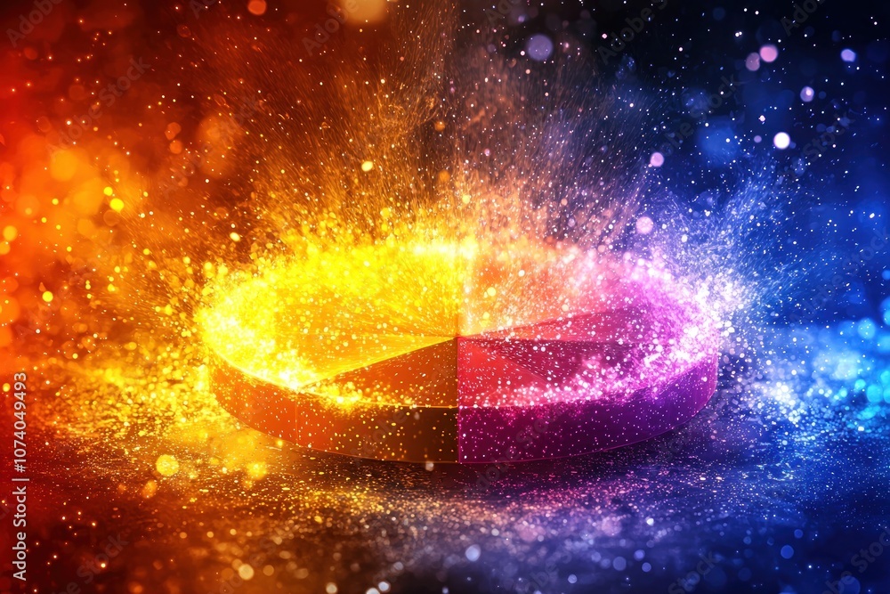 Aufkleber Abstract Glittering Circle with Exploding Light and Colors