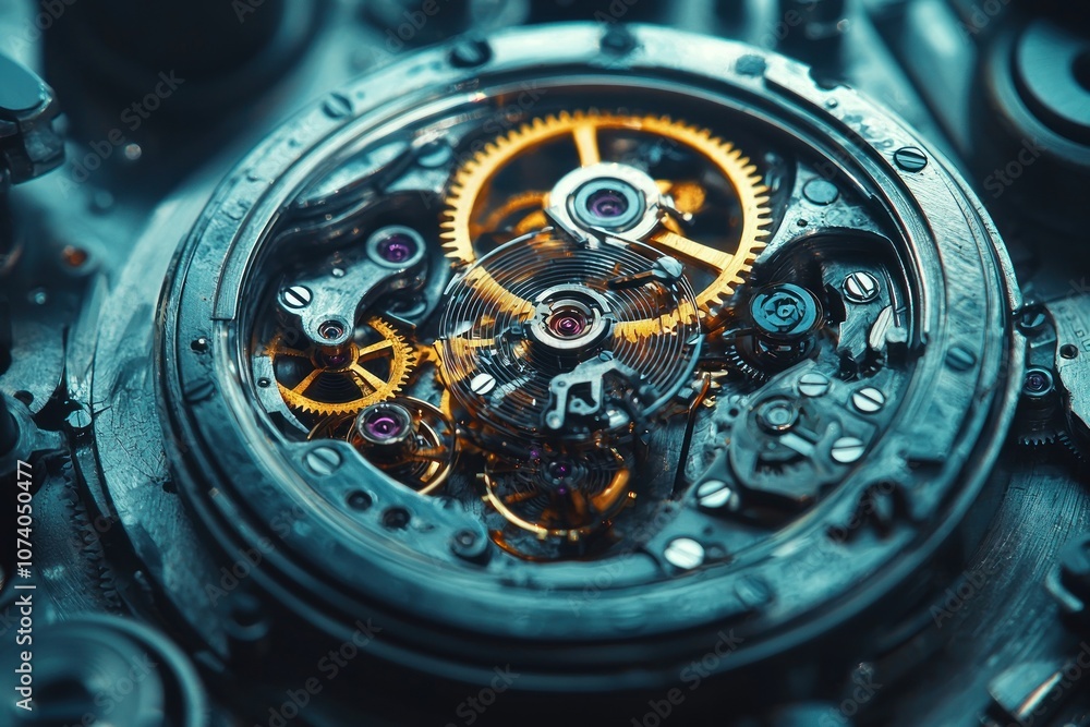 Poster close-up of a detailed and complex watch mechanism