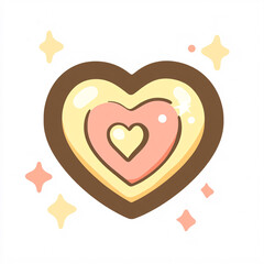 A colorful, cartoon-style heart with layered designs and sparkling accents, symbolizing love and affection.