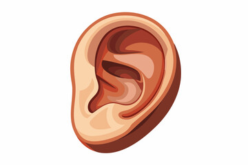 Human ear isolated on white vector art illustration