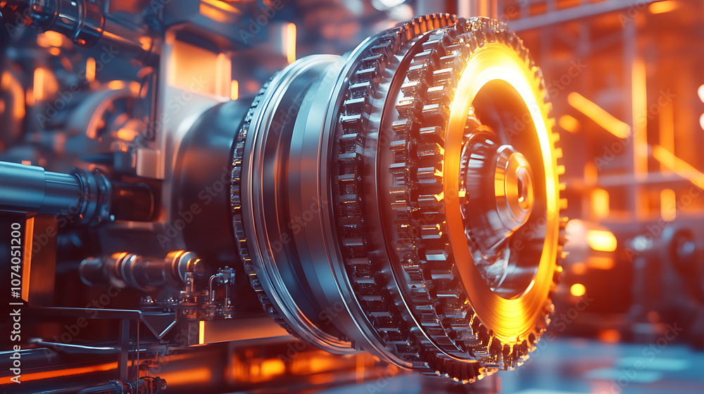Poster factory installed industrial gas turbine engine, high-tech engineering equipment used for power gene