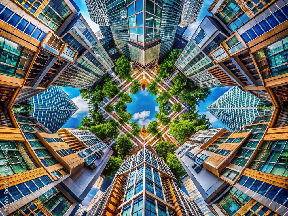 Poster captivating architectural photography showcasing the energy of fractal patterns in modern design and