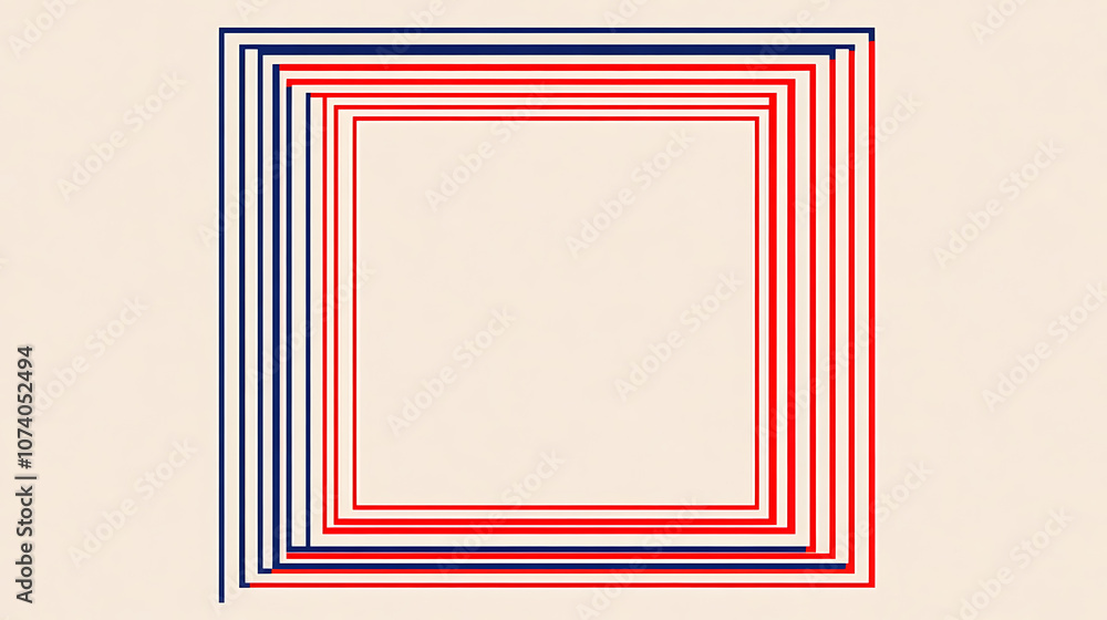 Aufkleber red, white and blue border frame on a blank background a white square shape with a red thin line