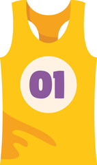 Yellow sports shirt with number one for champion celebrating victory in a sport competition